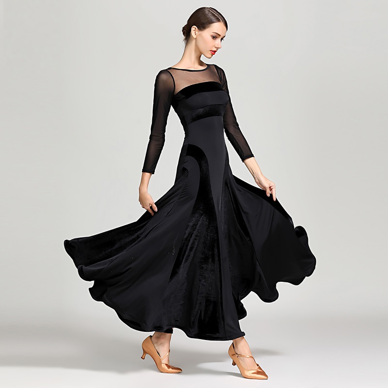 2018 社交女標準社交ドレス黒ワルツドレス発光ダンスウェアフリンジタンゴドレスタンゴ | 社交ダンスアウトレット