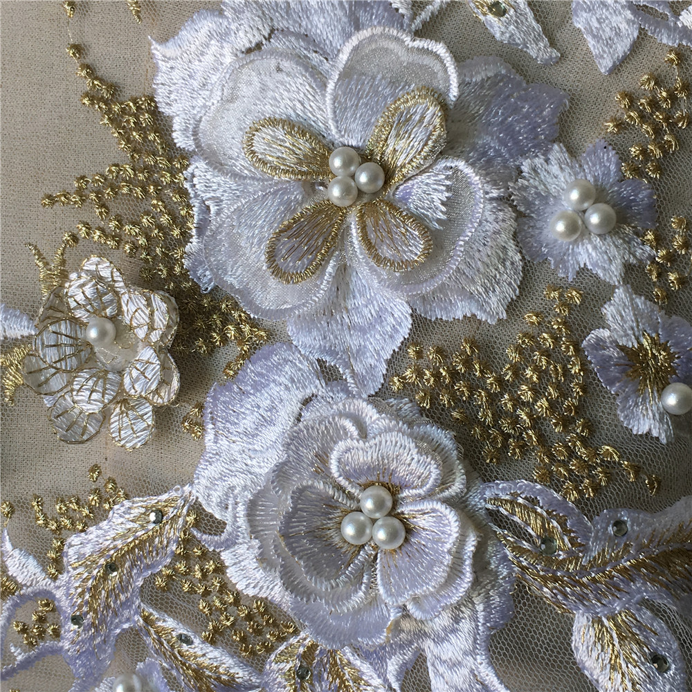 1 ピース絶妙なファッション 3D 花メッシュレースアップリケ刺繍